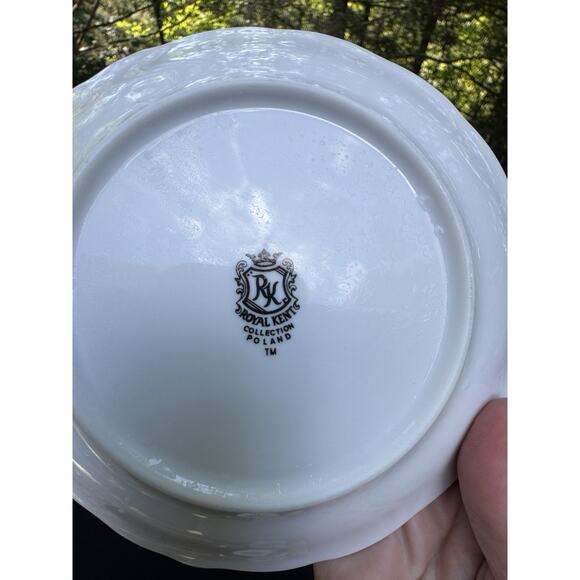 Vintage Royal Kent Christmas Holiday Holly Poland 6 3/4” Bread Plate Set Of 8 - Picture 6 of 8